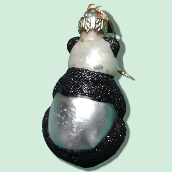 Black White Panda Bear Ornament Hand Blown Glass Thomas Pacconi Classics 2002 - Picture 9 of 10
